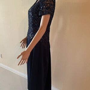 Elegant Navy Sequin Wedding Dress